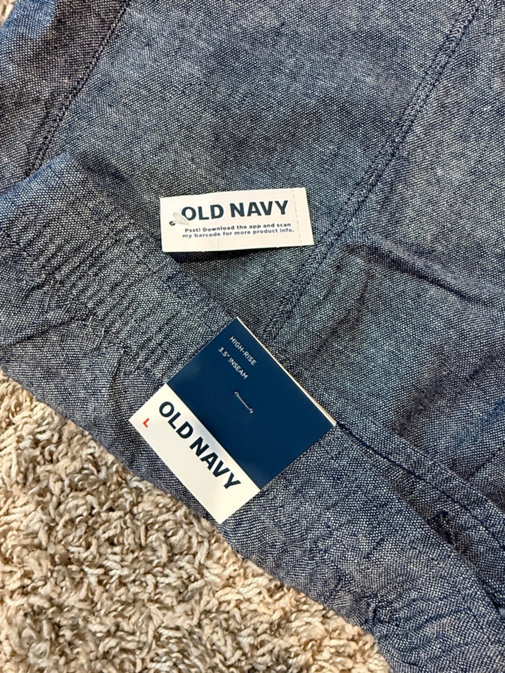 Old Navy Blue Pull-On Chambray Shorts - Picture 2 of 4